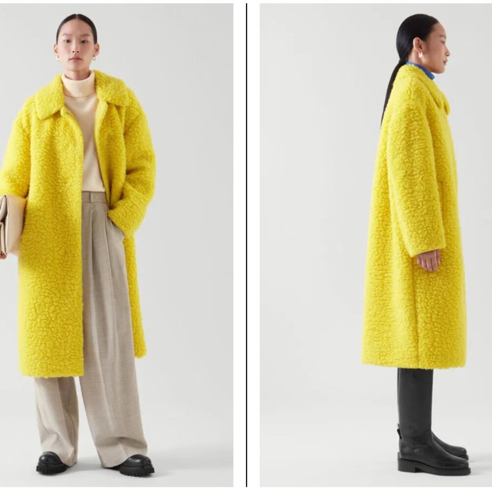 COS wool teddy coat yellow